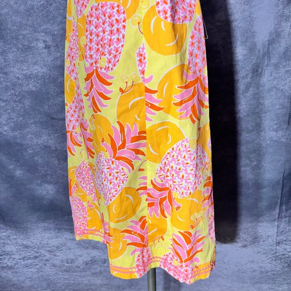 VTG Lilly Pulitzer Sabrina Strapless Dress Size 10 Yellow Pineapples Tie Back - Picture 6 of 11